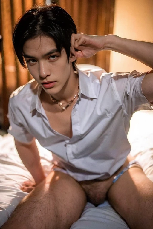 ager Thai Men ,1boy ,MATHAYOM UNIFORM WHITE SHIRT SHORT SLEEVES ,((very tight micro latex thong)) , big bulge , seducing pose , photorealistic , real men, good quality , high quality , high resolution , ((nsfw)) , (unbutton shirt) , gay , slutty boy , pornographic , sexy , This photorealistic portrait combines the style of National Geographic., Capture every detail of his textured skin in 8k resolution. Leica digital SLR camera. His features were clearly visible., From the deep-set eyes to the chiselled jawline., Make this image a true masterpiece..Lift. (8K UHD、RAW Photography、Photorealistic Portrait Leica Digital SLR、Lifelike images)