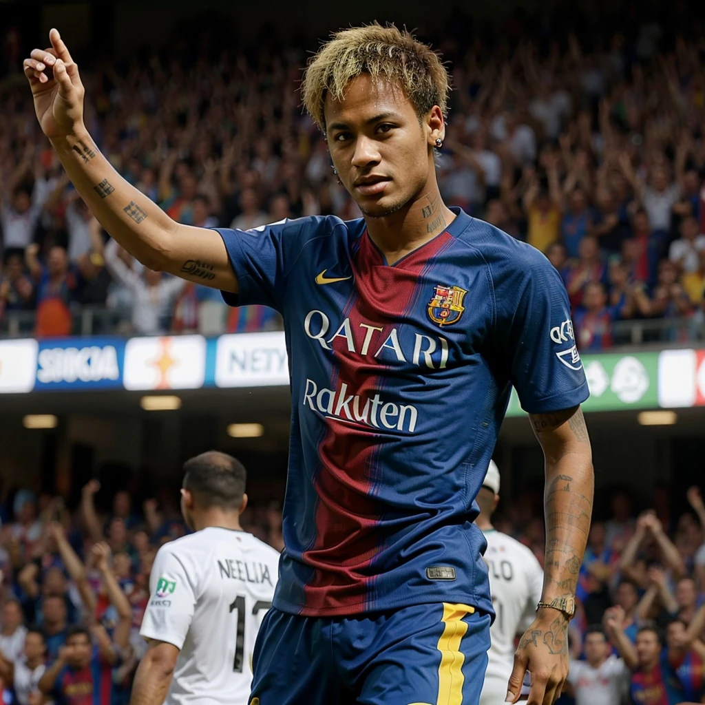 Neymar with the Barcelona shirt