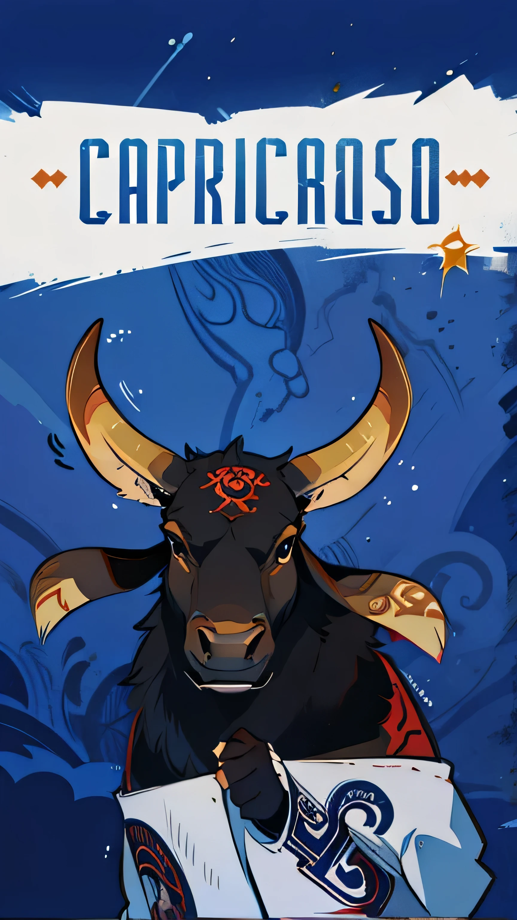 Ox illustration in realistic style, Logo design.