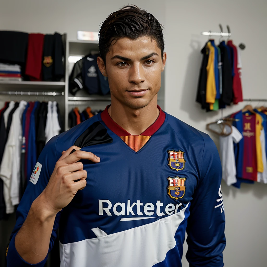 Cristiano Ronaldo with the Barcelona shirt 