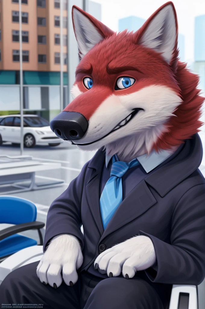 Ivan Wolfbach (сотрудник Аэропорта Domodedovo),high,Beautiful,slim,24 years,wolf, red fur,high Beautiful wolf, 24 years,(red body:1,3),beautiful blue eyes,Domodedovo, Russia, Аэропорт Domodedovo,gray shirt, green tie, trousers,Dog, wolf, detailed fur, a male, antro, paw pads, finger claws, per viewer, 5 fingers, paws, 5 fingers, day, digital photography, soft focus, Good mood на приеме,sitting in the dentist's office, Photorealism, realistic , Photorealism, digital style, from close walks around the city, Very close to the camera, digital photography, positive smile, Good, mood, green tie, dental treatment in hospital, they don',I have a toothache,
masterpiece, Best quality, ultra realistic, 8 k)