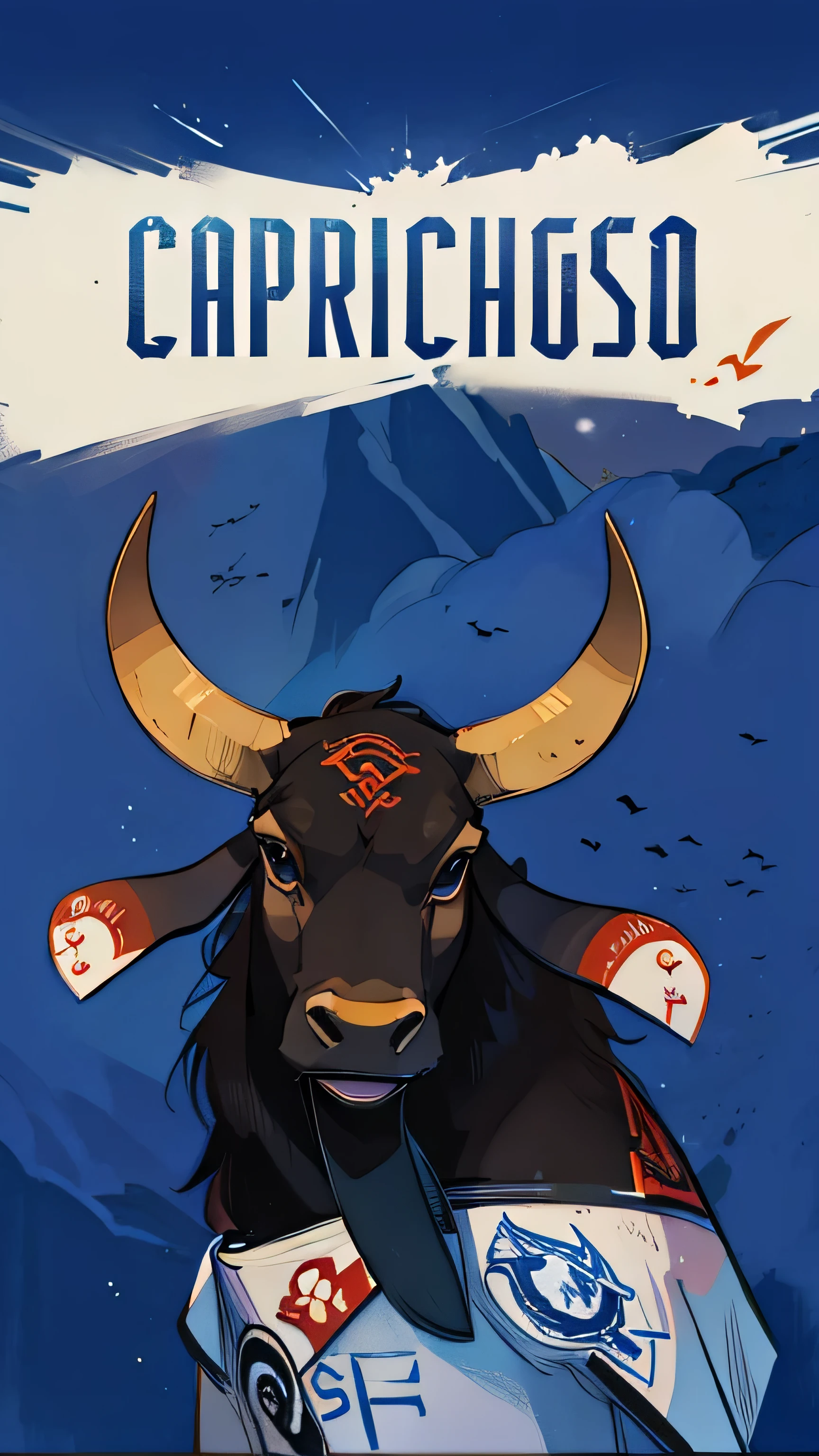 Ox illustration in realistic style, Logo design.