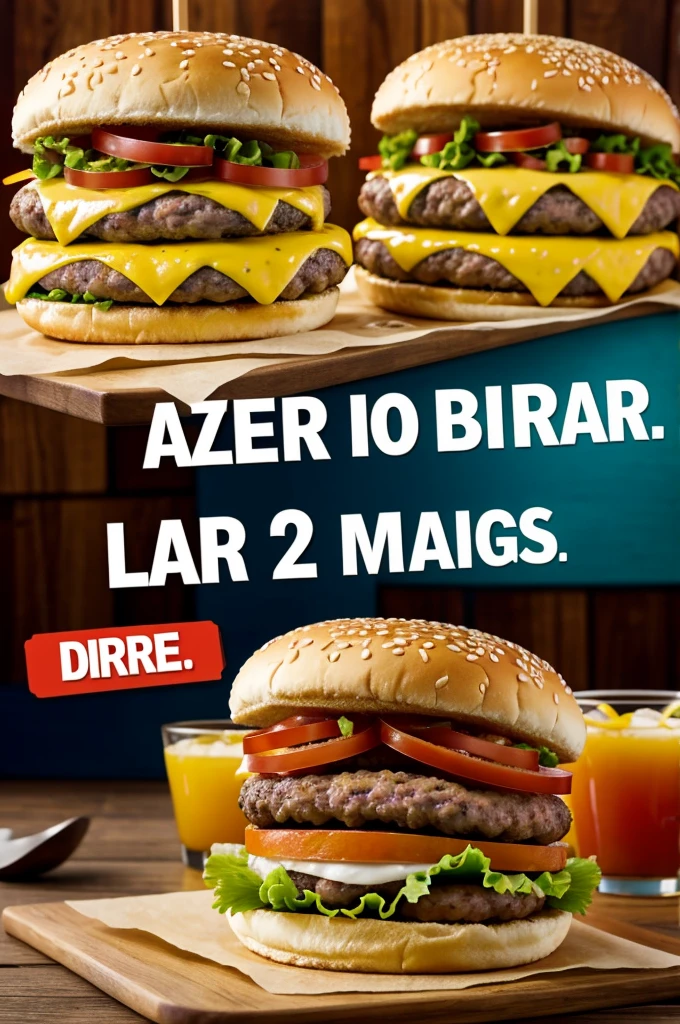 Create an ad in Latin Spanish that says 2x1 on hamburgers