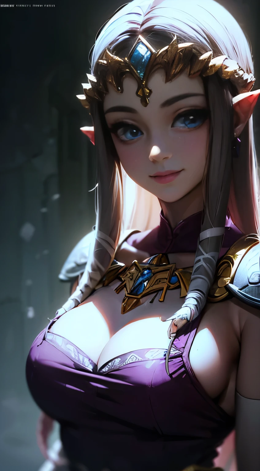 (((masterpiece))), HD 4k res image, no blur, Princess Zelda, innocent smile, inside bright castle