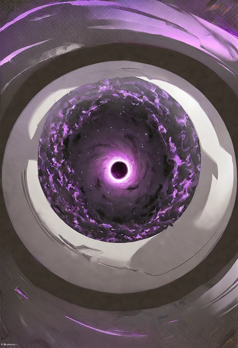 A black hole in the universe,Purple black hole,Have a sci-fi style,There are rings