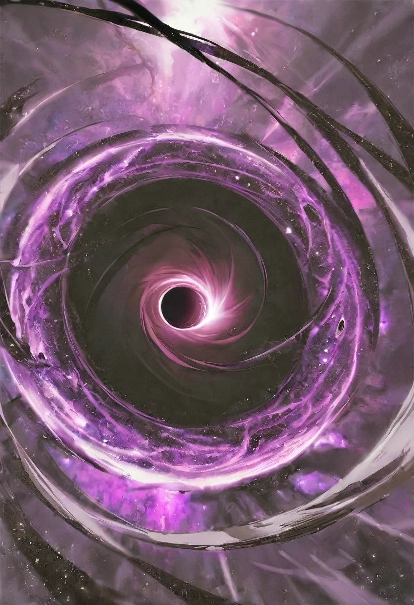 A black hole in the universe，Purple black hole，Have a sci-fi style，There are rings