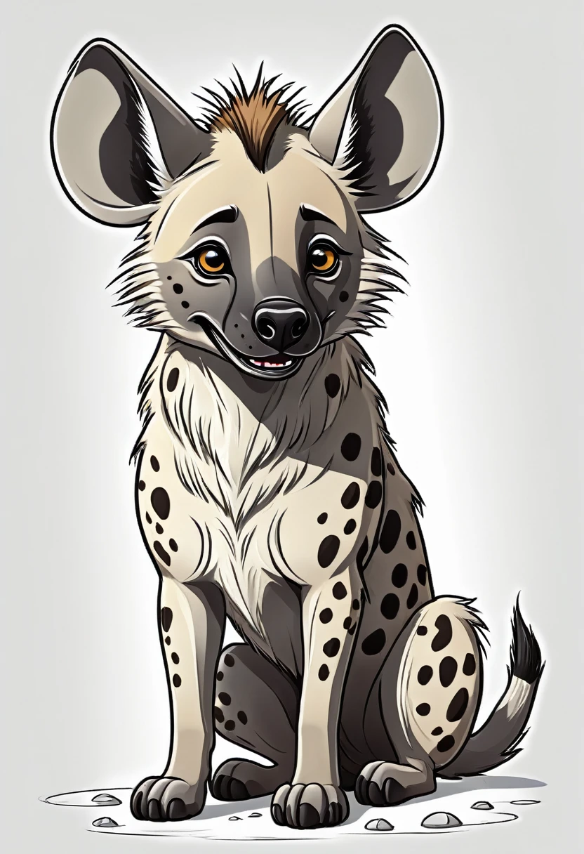 Coloring book hyena , hd style no shading thick lines  white background, cartoon style 