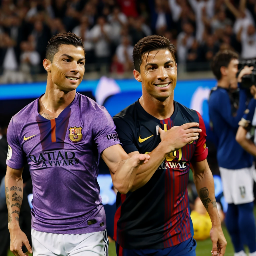 Cristiano Ronaldo with Lionel Messi