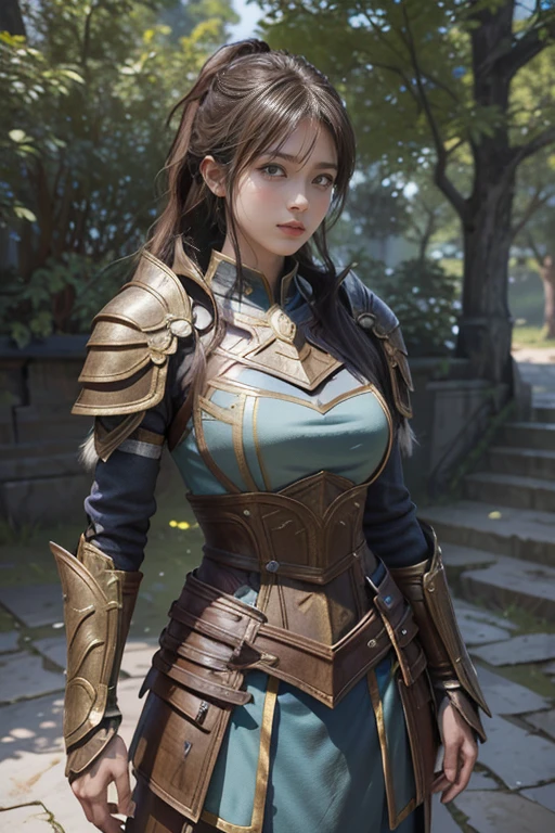 Game Art,Best picture quality,Maximum resolution,8K,(A bust photo),(portrait),(Head close-up),(Rule of Thirds),Unreal Engine 5 rendering works, (Future Girl),(Female Warrior),
20-year-old girl,((hunter)),Eyes full of details,(Large Breasts),Elegant and noble,indifferent,brave,
(Medieval fur combat uniform,Glowing magic line,Detailed animal leather female knight,Medieval Ranger,
Photo poses,Simple background,light,Ray Tracing,Game CG,((3D Unreal Engine)),oc rendering reflection pattern