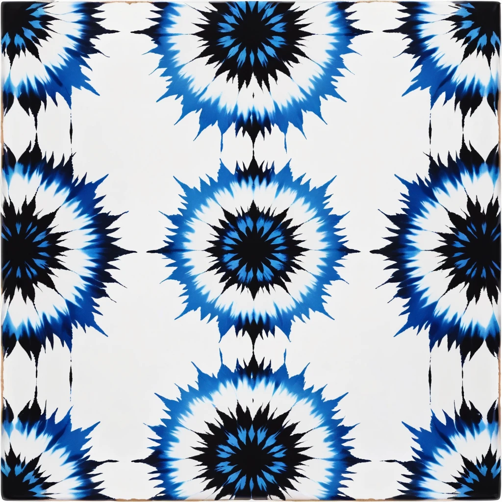 Black, white and blue tie-dye pattern,Tile