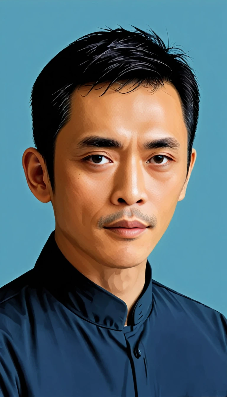 Vector art, vectorized, portrait, Jack Chan  , Vector art, close up portrait, minimalized, toned colors,