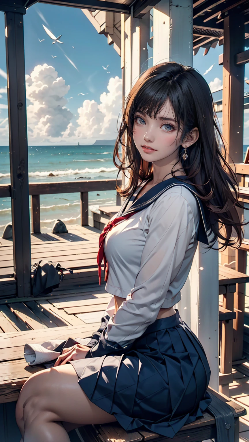 masterpiece, high quality best quality,1girl, bangs, beach, blue_sky, blush, bow, breasts, checkered, checkered_shirt, checkered_skirt, cloud, cloudy_sky, collarbone, day, envelope, giving, grass, hair_bow, heart, holding, holding_letter, horizon, incoming_gift, kazami_yuuka, leaning_forward, lens_flare, letter, light_rays, long_hair, looking_at_viewer, love_letter, mountain, mountainous_horizon, ocean, outdoors, plaid, plaid_background, plaid_bikini, plaid_bow, plaid_bowtie, plaid_bra, plaid_dress, plaid_headwear, plaid_jacket, plaid_legwear, plaid_necktie, plaid_neckwear, plaid_panties, plaid_pants, plaid_ribbon, plaid_scarf, plaid_shirt, plaid_skirt, plaid_vest, pov, shirt, skirt, sky, smile, solo, sun, sunbeam, sunlight, tree, unmoving_pattern