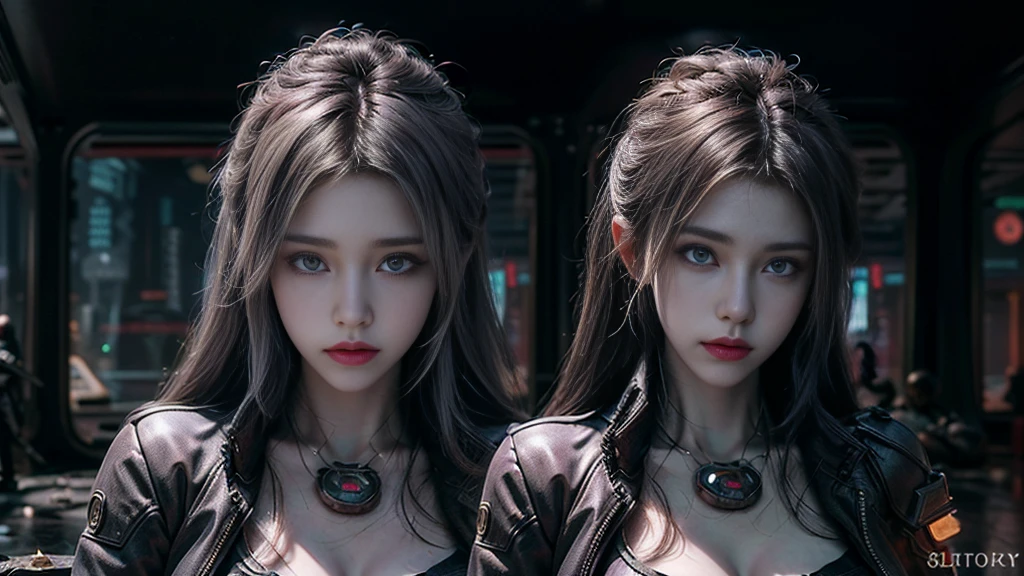 masterpiece,best quality,high resolution,8K,(Portraits:1.5),(R Original Photo),The real situation,Digital Photography,(A fusion of cyberpunk and fantasy),(Policewoman),,Feel free to hairstyle,White hair,Purple Eyes,By Bangs,(red eye breasts, Accessories,shut your mouth,Elegant and charming,Serious and arrogant,Calm and handsome,(Combination of cyberpunk and fantasy style clothing,hollow-carved design,Large Breasts,Photo poses,Realistic style,Gray World Background,oc render reflection texture,futuristic city,Medium distance photography