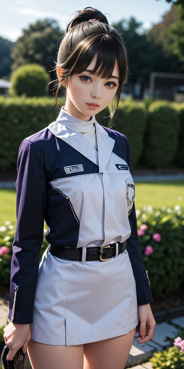 Ultra-realistic 8K CG,masterpiece,((Highly detailed background, Delicate pattern, Intricate details)),mini skirt、Her legs were open and、、White panties are visible、beautiful 、White pants visible in Iaido pose、front、beautiful thighs、Highest quality,very detailed face,とてもbeautiful目 and face,とてもbeautiful目,Kocho Shinobu,Colorful Hair,No bangs,Hair Intake,Purple eyes,amount,,belt,(garden:1.2),Purple Flower,a bit,cloudy null,sunlight,Tyndall effect,slope_null,face,Gorgeous null,West Saver,Attractive posture,
