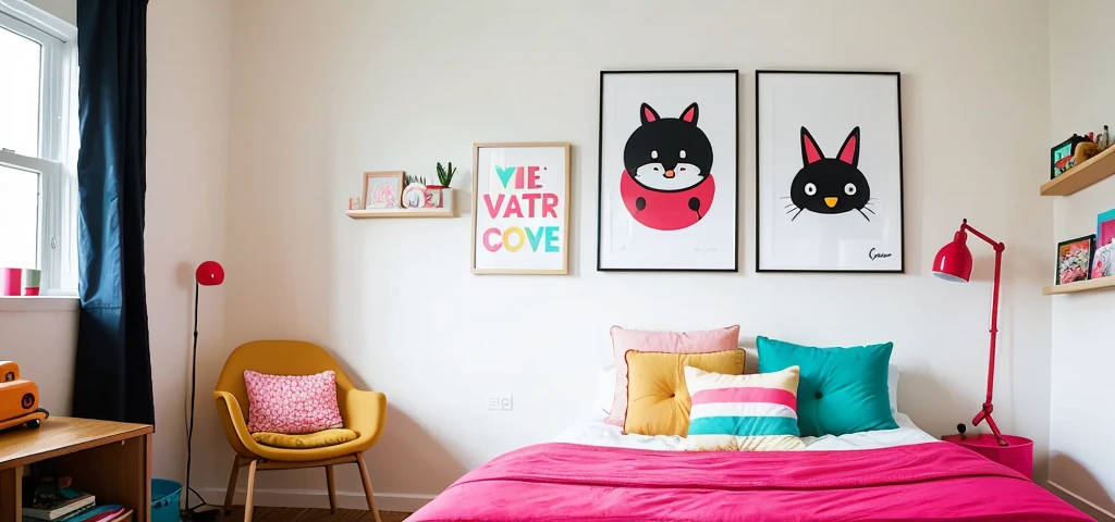 Lofi vibe, bedroom, draw style, cartoon