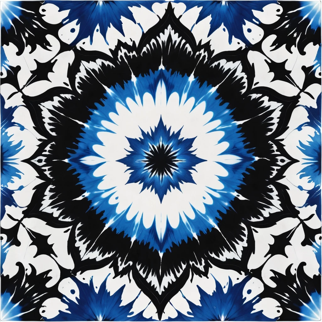 Black, white and blue tie-dye pattern,tile