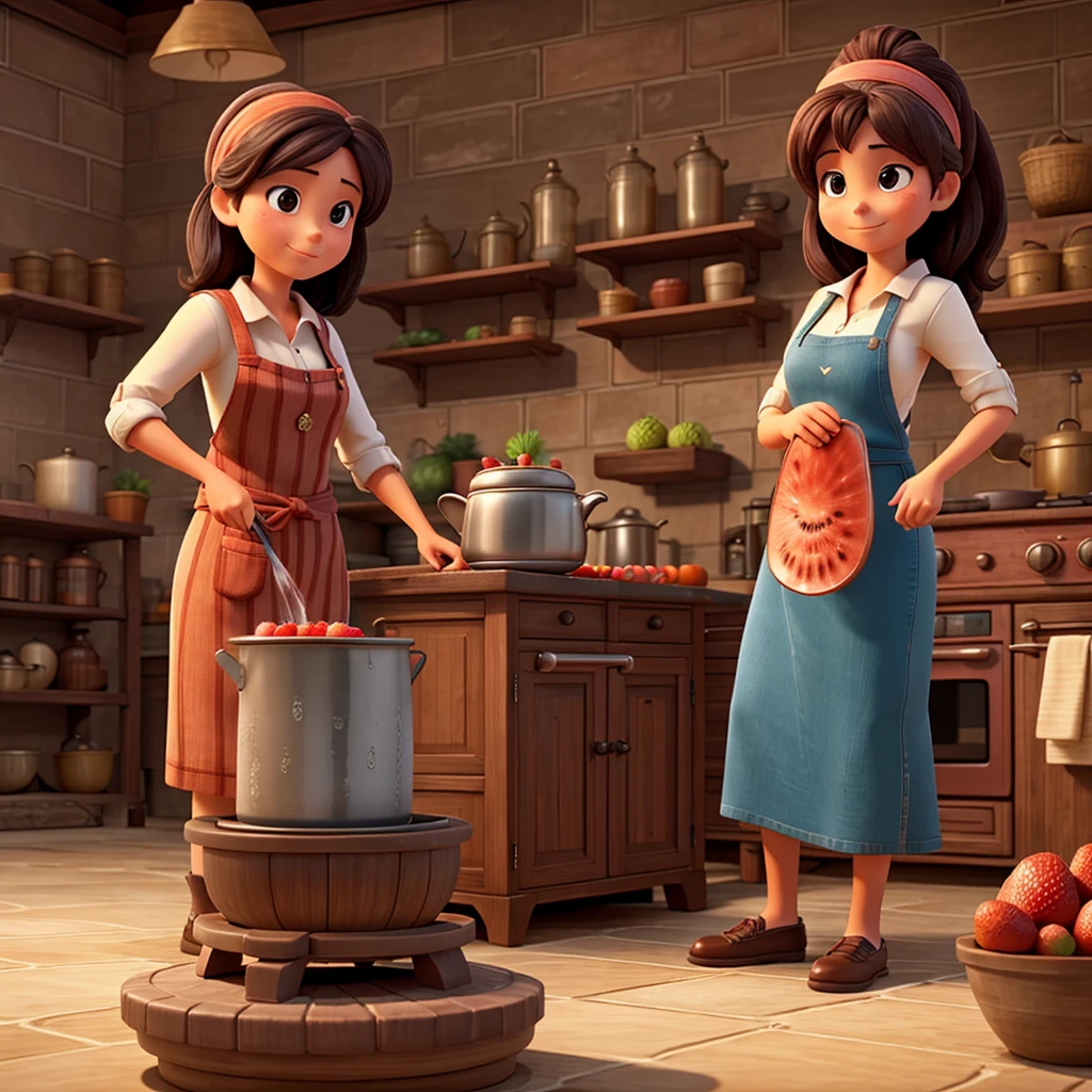 Woman making fruit water in a pot on the stove 