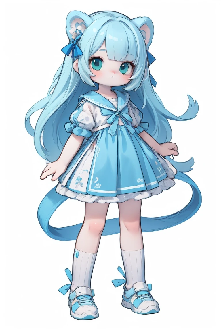 You are a professional illustrator。
Create a mascot character illustration suitable for a blog site icon。
#PrerequisitesCharacter Design:It has fluffy fur and rabbit-like ears.、Has a tail。limbs are short。
color:Anime Style、The tip of the hair is light green.:Background big enough to stand on an adult's shoulders:Located in the middle of a forest where sunlight filters through the trees.:Standing on a large stump:Standing gaze:Camera position:Slightly above and in front of the character