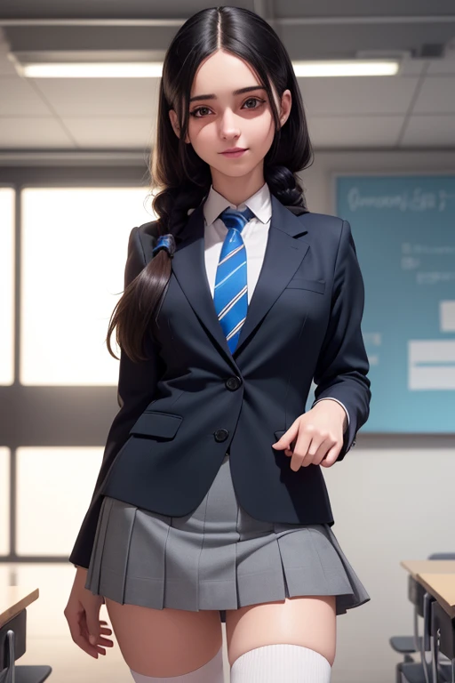 there is a woman in a school uniform posing for a picture, a hyperrealistic schoolgirl, realistic anime 3 d style, a hyperrealistic schoolgirl, photorealistic anime girl render, 3 d anime realistic, beautiful anime high school girl, Realistic Schoolgirl, Smooth Anime CG Art, realistic young anime girl, 3d anime girl, render of a cute 3d anime girl