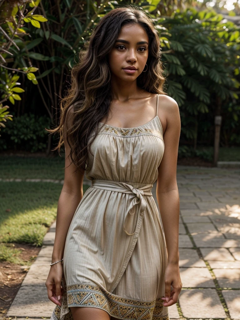 1girl in, age19, Solo, Aesthetic artwork, deep cleavage, a beautiful Algerian Kabyle girl wearing a traditional Berber Kabyle dress standing outdoor in Djurdjura National Park, wavy light brown hair, Kabylian jewelry, Kabylian hair style, shoulder length hair, beautiful Berber Kabyle face, light brown-green eyes, fair skin, thin face, runners body, wearing a traditional Berber Kabyle dress, (textured skin, skin pores:1.1), goosebumps, seductive pose, (outdoor:1.1), sunny, natural light, Nikon Z8 + NIKKOR Z 24-120 mm f/4 S