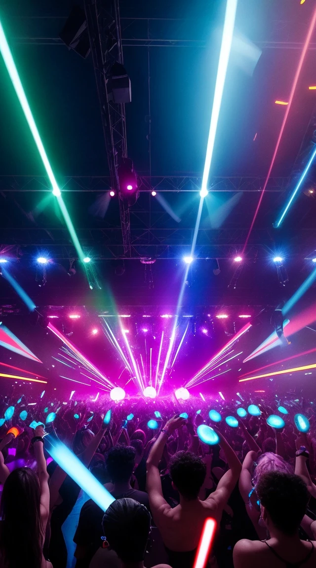 In the midst of pulsating lights and electronic music, explore the future of art with AI-generated images that capture the energy of a rave party. Make sure to avoid unwanted elements like malformed hands, nudity, incorrect anatomy, and poorly drawn details. Use hashtags to share your creations: