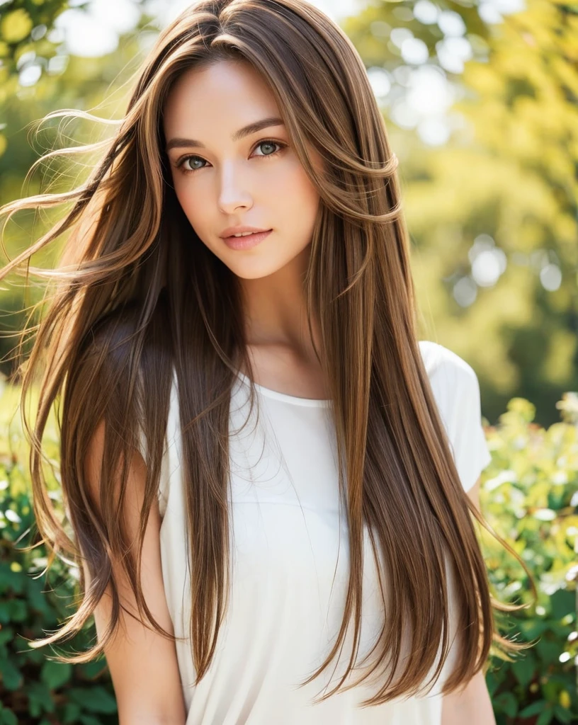 whole body、A woman with long brown hair and a white top, Light brown hair, Light brown hair, Natural brown hair, thin and shiny hair, Soft Hair, Light brown silky hair, Brown Haired Girl, Flowing brown hair, Beautiful light brown hair, Light brown hair, Straight brown hair, 長くFlowing brown hair, Medium brown hair, Brown long hair