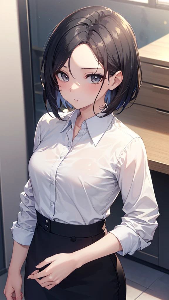  Highest quality、masterpiece、nsfw, (Short Hair, Black Hair, Forehead:1.2), (Grey Eyes:1.1), , From above:1.3、Looking up、Glare、、、((cum on face, cum on hair cum on skirt)), ,Small breasts、
break skirt, shirt, Black Skirt, formal, suit, Pencil Skirt, office lady, business suit,
break looking at viewer, (Upper Body:1.5), whole body, (Cowboy Shot:1.5),
break indoors, office,
break (masterpiece:1.2), Highest quality, High resolution, 8K  (Beautiful attention to detail:1.6), Highly detailed face,  Highly detailed CG, (Perfect hands, Perfect Anatomy),