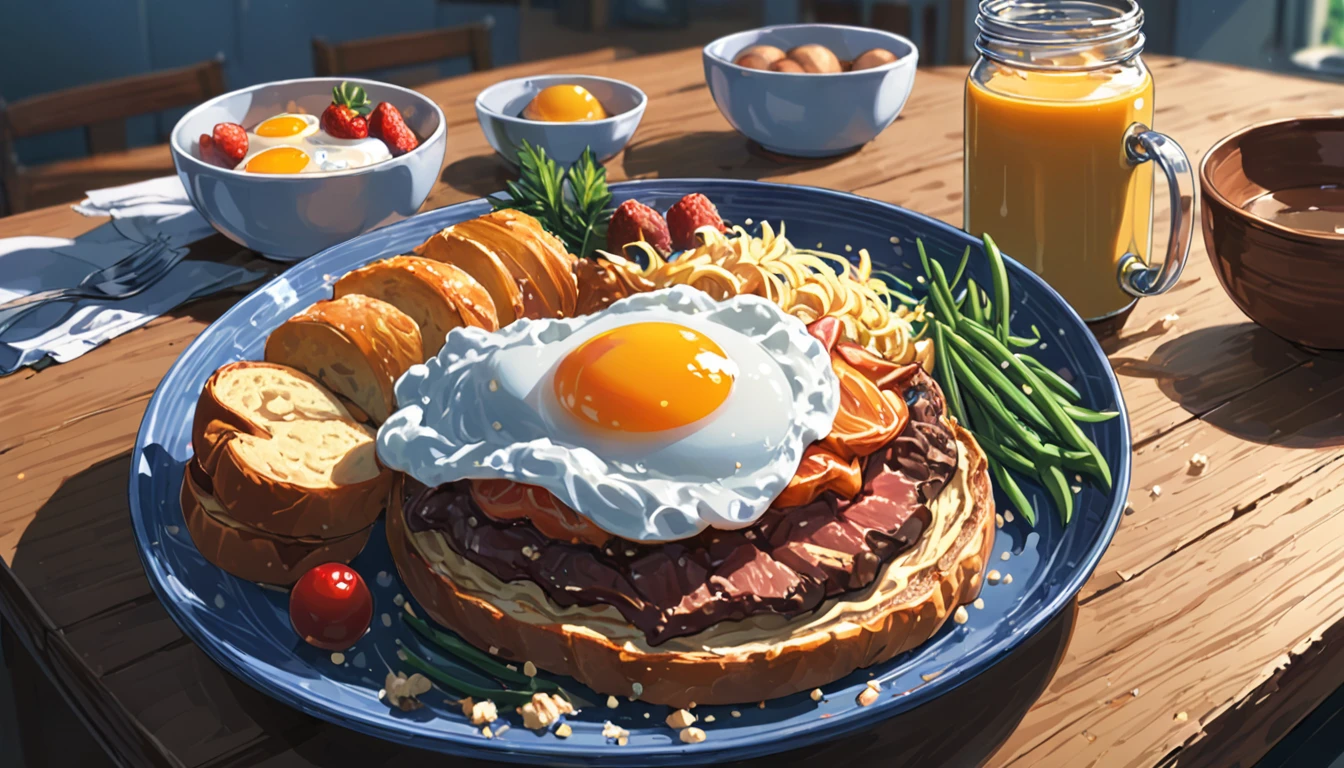 ((Anime: 1.4, Illustration)), (Masterpiece, Top Quality, Best Quality), (Ultra-Detailed, Absolutely Resolution), ((16k, HIGH RES)) (breakfast, morning, lighting), ( Anime: 1.4, Illustration)), (Masterpiece, Top Quality, Best Quality), (Ultra-Detailed, Absolutely Resolution). Ak {Lofi Art, Style of Laurie Greasley, Style of Makoto Shinkai, Anime Aesthetic}, BREAK {(Produces IMAGES WITH ITH INFORMATION THAN 40 Million Pixels with Cinematic-Like Detailed Textures S Hot on a Sony slur).}