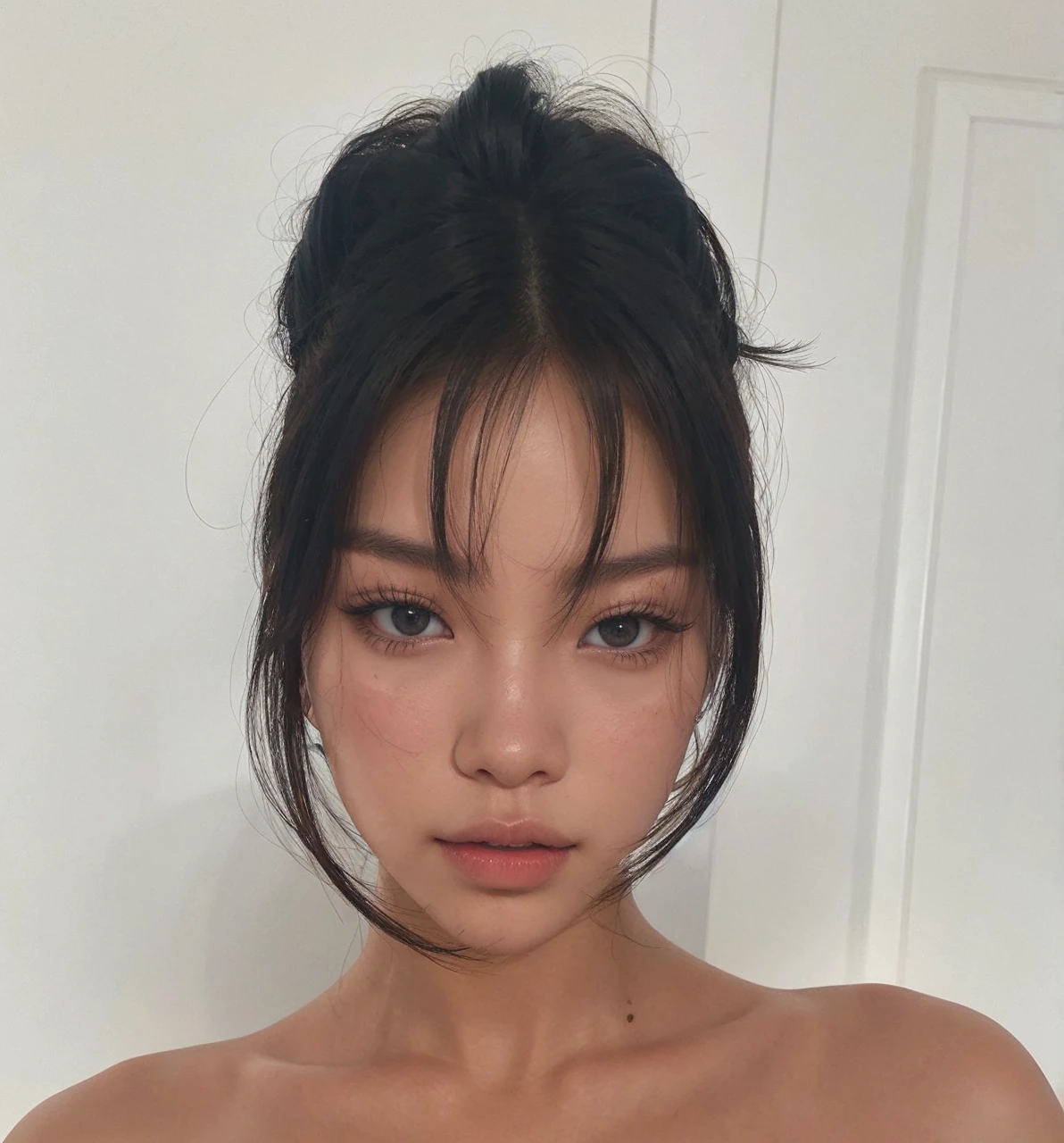 change hair color to light blonde and features Jennie from BlackPink.