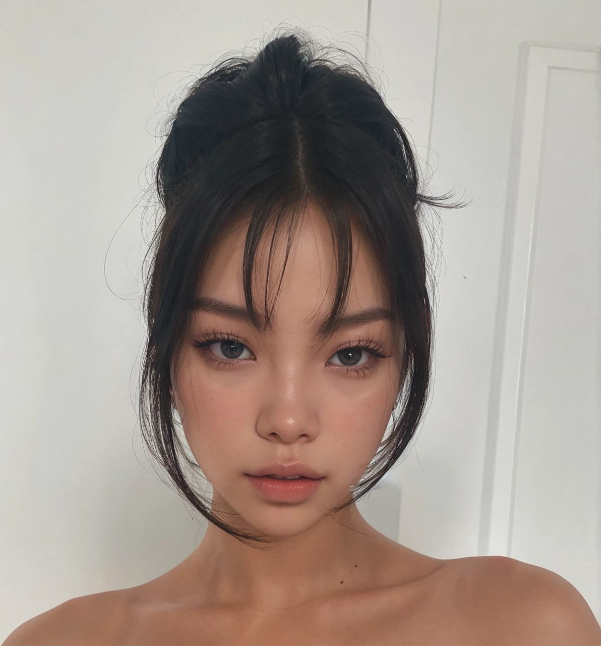 change hair color to light blonde and features Jennie from BlackPink. 