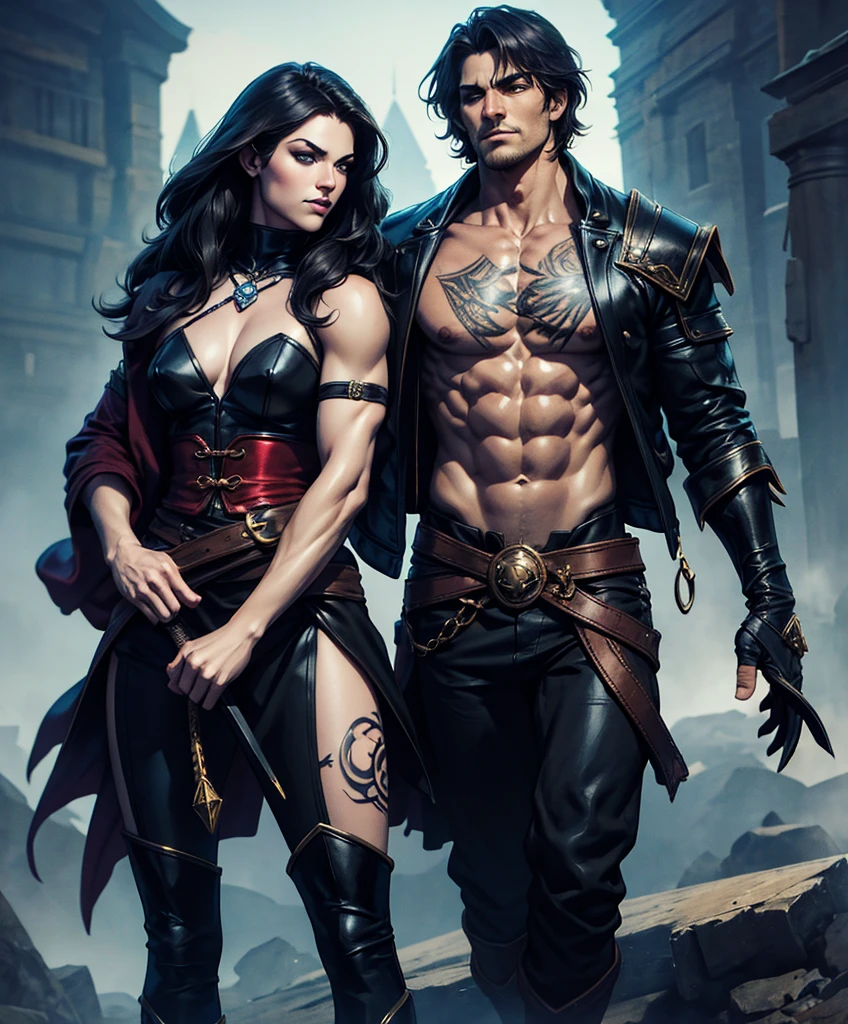 Hulk with hand in hand with Predator, dark and mysterious, Gothic Realm, old castle towering high, Sexually Styled figure, seductive and alluring, Mysterious Atmosphere Image, sharp and realistically drawn, lightning city background illuminating the scene, vibrant and captivating colors.
Hulk and Predator, hand in hand, standing in the heart of a Gothic realm. The old castle looms in the background, its sharp edges casting long, mysterious shadows on the ground. The Sexually Styled figure, with sharp features and alluring curves, poses seductively between the two legendary beings. The lightning city background crackles