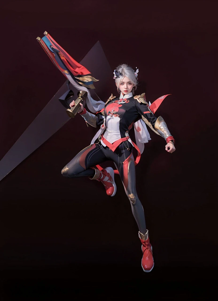 image of a woman with long white hair and chinese martial art clothes, Shenhe from genshin impact, onmyoji portrait, white haired deity, ((bangs)), onmyoji detailed art, beutiful, detailed, detailed background, realistic, photo realistic, beutiful girl, pretty girl, (((hair over one eye))), grey eyes, cosplayer, instagram filter