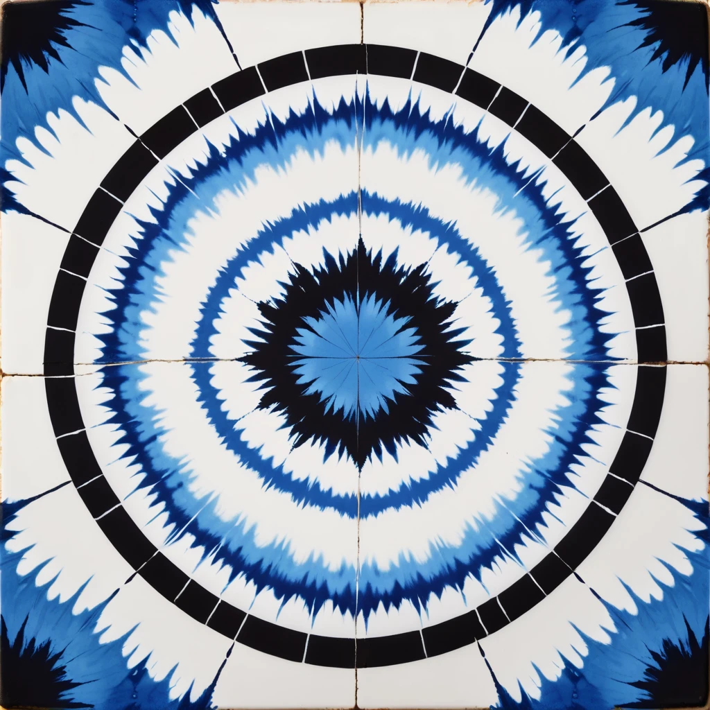 Black, white and blue tie-dye pattern,Center Focus,tile