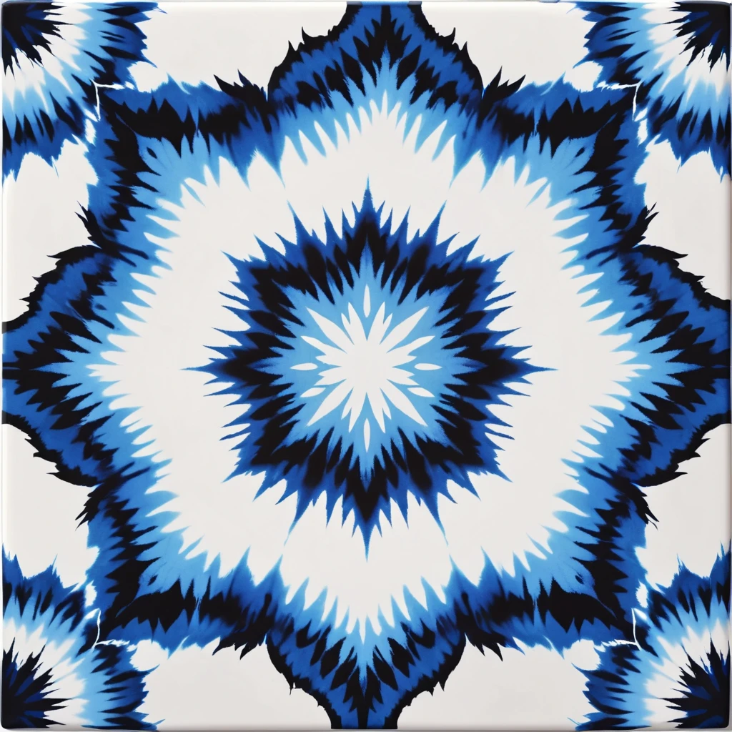 Black, white and blue tie-dye pattern，Center Focus，tile