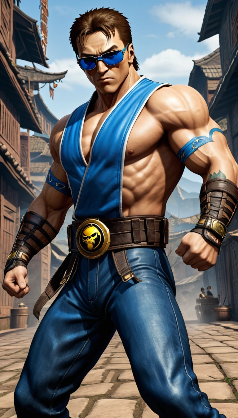 fighting game style masterpiece,best quality, ultra realistic,32k,RAW photo,detail skin, 8k uhd, dslr,high quality, film grain,\nShort and messy hair . dynamic, vibrant, action-packed, detailed character design, reminiscent of fighting video games