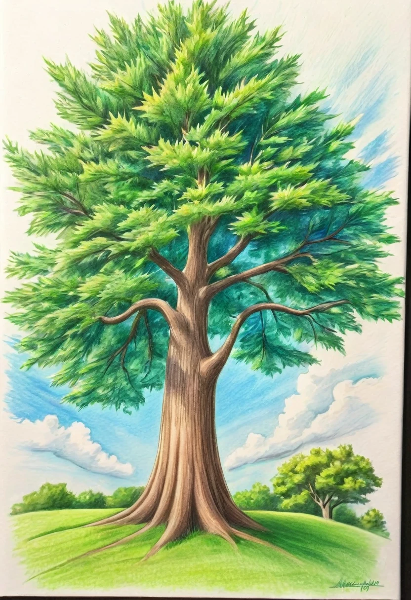 tree, colourpencils style, simple