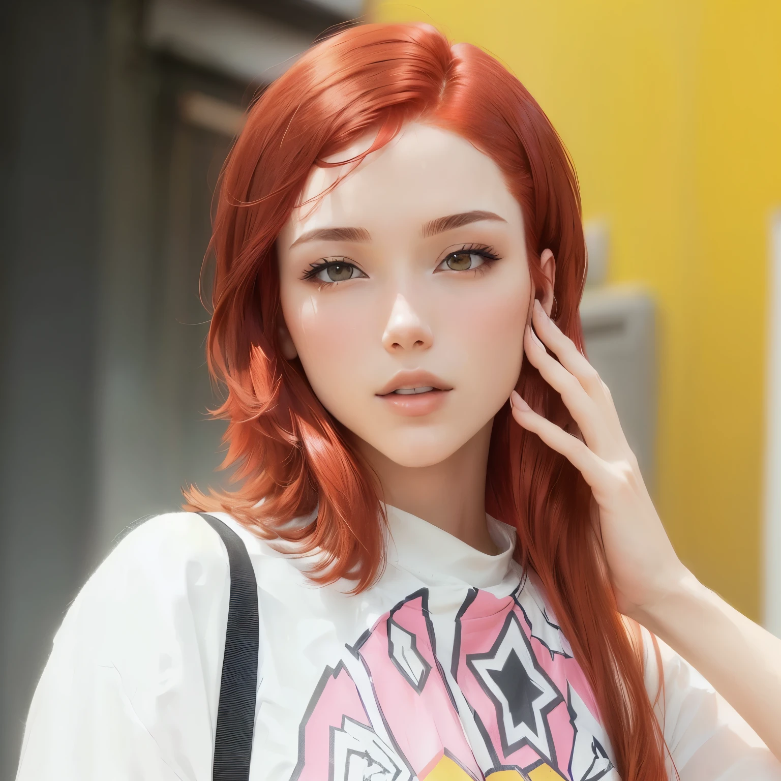 Red hair, hair on shoulders, corte de hair on shoulders, red short hair over shoulders