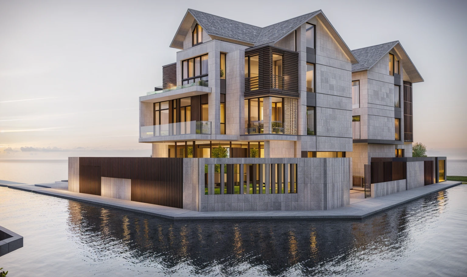 villa modern,night, Realistic, exterior, sunlight, house, RAW photo, 8k uhd, dslr,  (high detailed skin:1.3), soft lighting, ultra quality, film grain, Fujifilm XT3, sharp image, best quality, authentic, hight quality,
