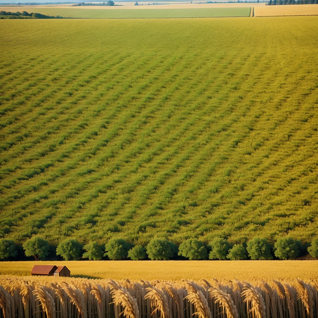 a lot of grain  west  in the field. 