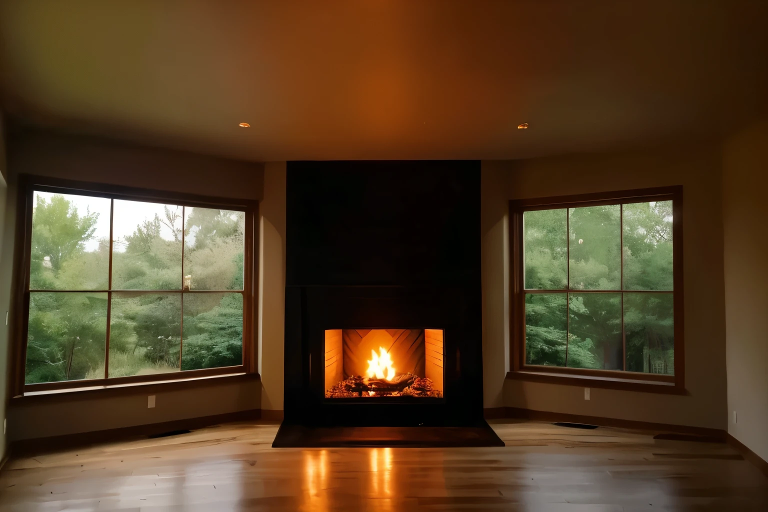 fireplace，indoor，Candle，Floor-to-ceiling windows，Medium shot，High Definition