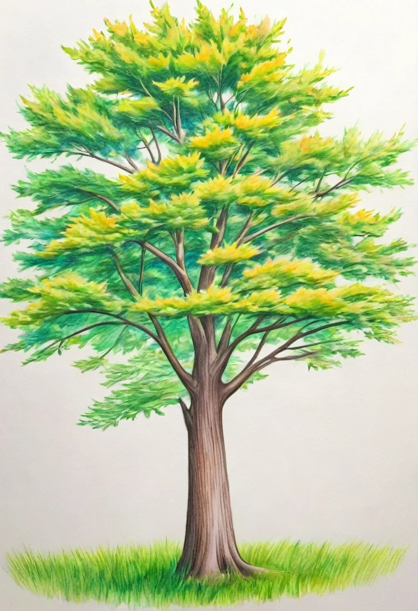 tree, colourpencils style, simple