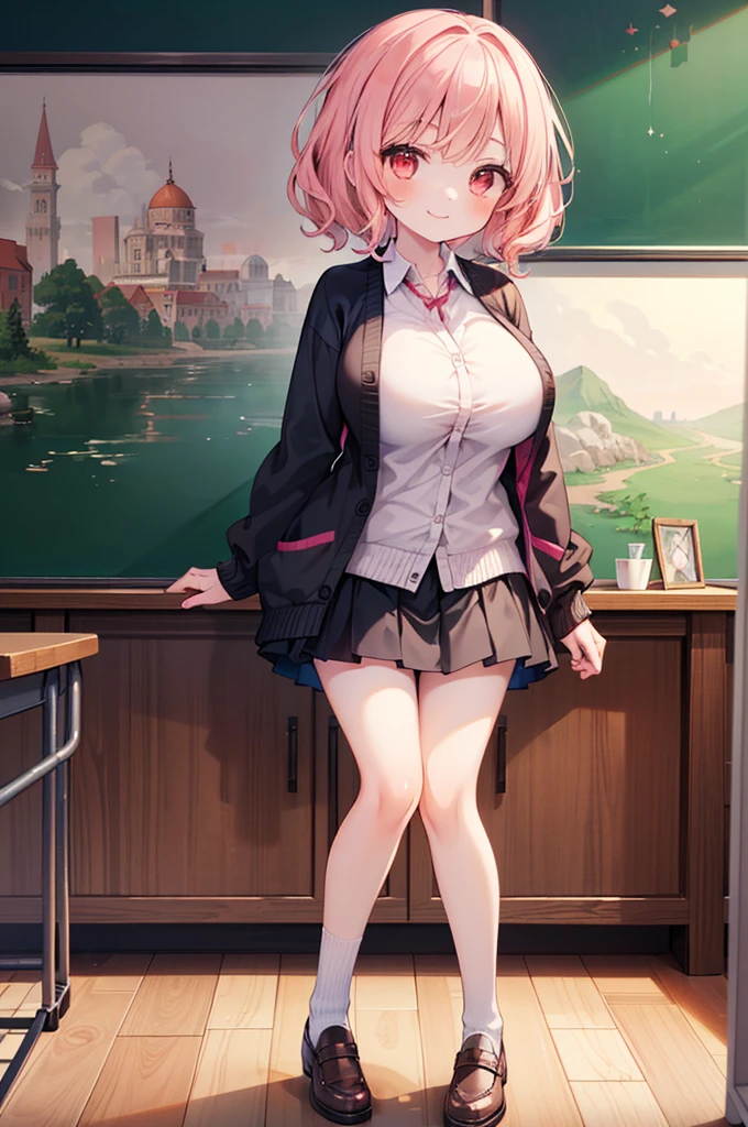 ((Lift up pleated skirt)),(Pink nipples),(Large Breasts),black tights,White pleated skirt,Large sweater,Waistline,Looking up,My crotch is so wet,blush one&#39;s cheeks,Beautiful woman with pink hair,