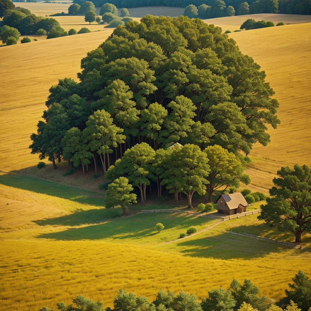 A lot of grain scattered on the land.
