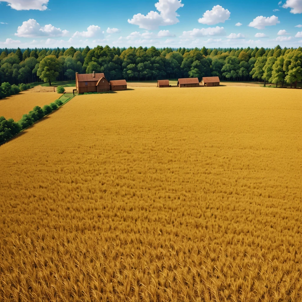 A lot of grain scattered on the land.