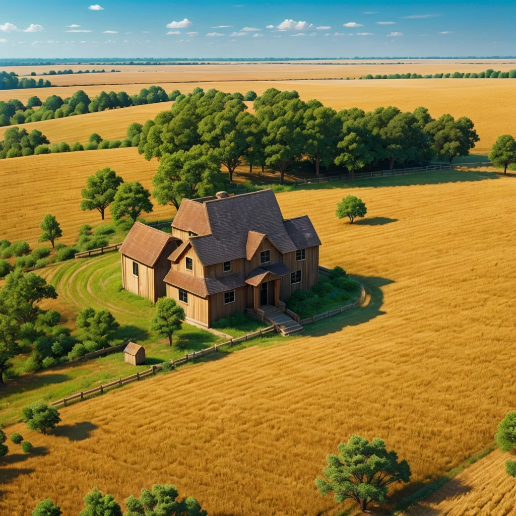 A lot of grain scattered on the land.