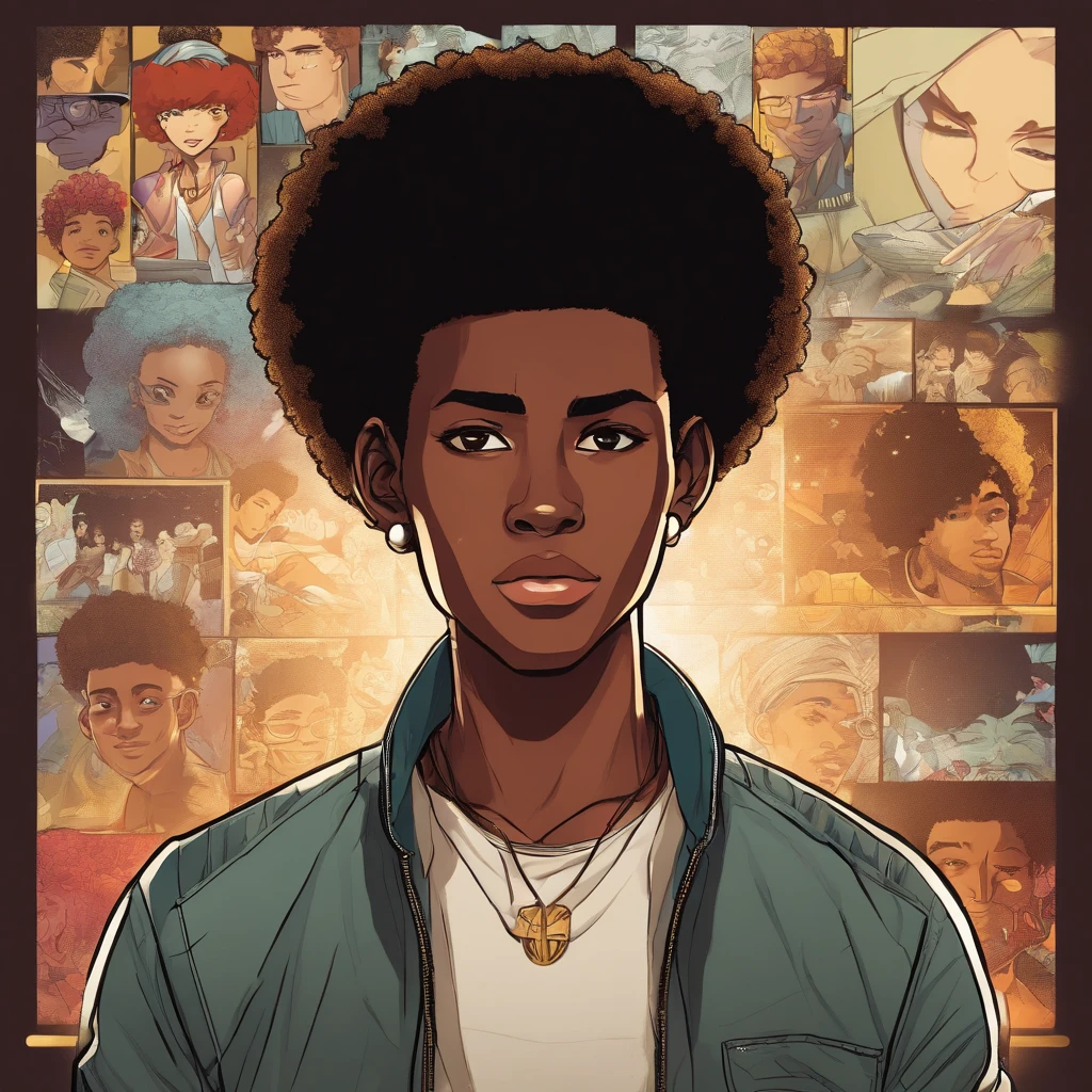 (boy1),(16-year-old teenager),(Average physical height of a 16-year-old teenager),(youthful appearance),(height 1.80),(dark skin color:1.5),(afro-descendant:1.5),(Brazilian nationality),(short curly black hair),(brown eyes) 