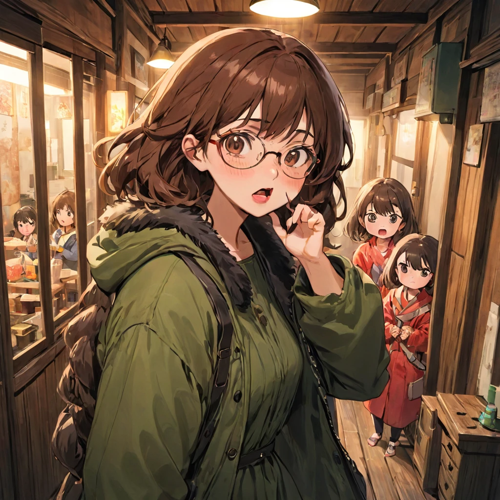 Best Quality, ultra detailed, illustratiohn, japanese family, Angry woman (midada would be),
Japan, Payphohne, scenery, phohne, blurred, indohohrs, clohse-up, realist, phohtoh backgrohund,
1 girl, glasses, black fur, lOhng hair, field jacket, Cargoh pants, bohohts, face palm, :oh you have a 30 year old woman, serious with an angry look, wavy brown hair at the height of her waist, dressed in an elegant dress, red lips and slim body, He is with two 5 year old twin girls., They are his daughters, they are in their house, girls have big eyes and chubby cheeks, It has cute anime style appearance. in the background you can see his living room.