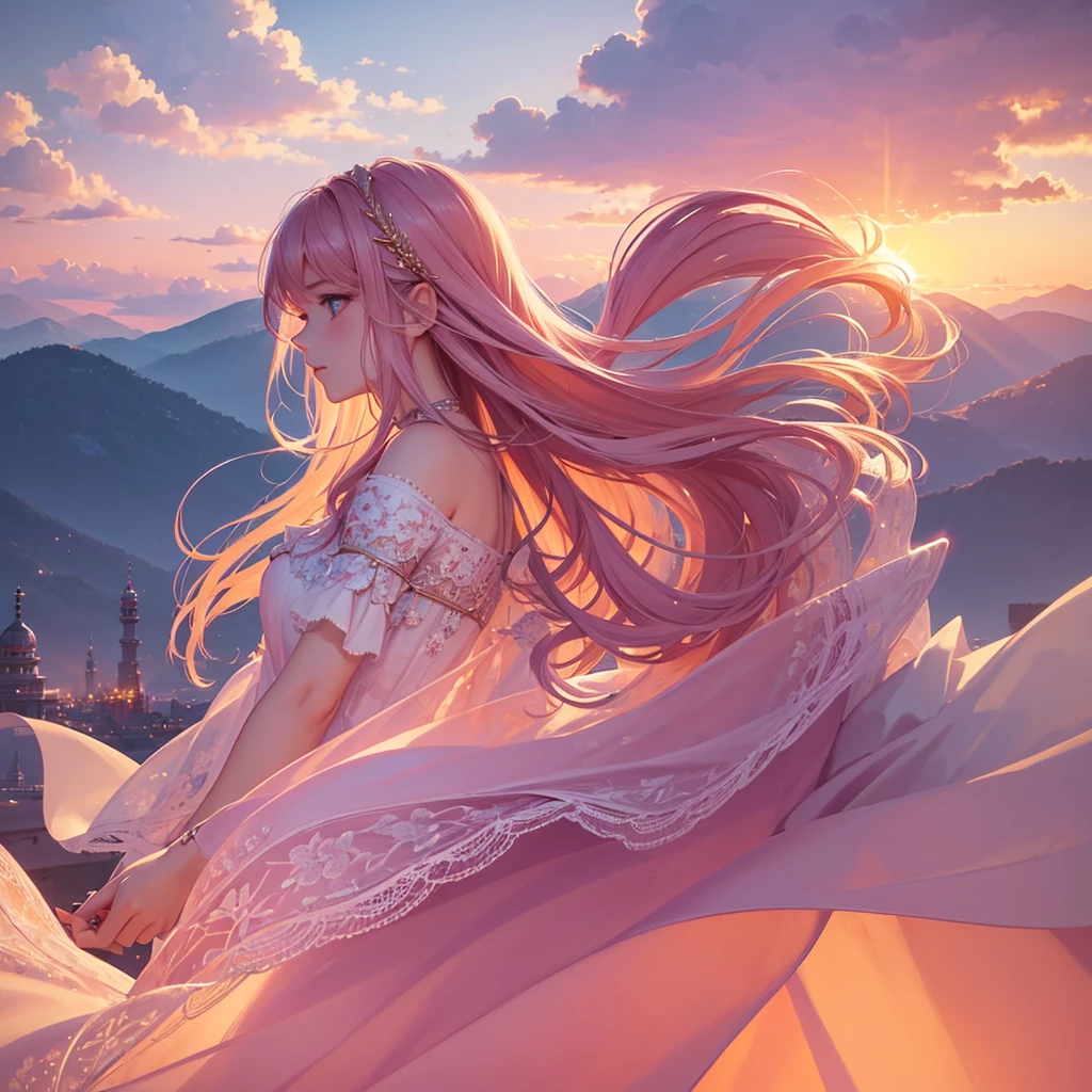 a beautiful pink sky, a serene landscape, detailed clouds, pastel colors, soft lighting, golden hour, dramatic atmosphere, cinematic, highly detailed, 8k, photorealistic, masterpiece, award winning, intricate details, vibrant colors, ethereal, dreamlike, elegant, sophisticated, stunning, magnificent
