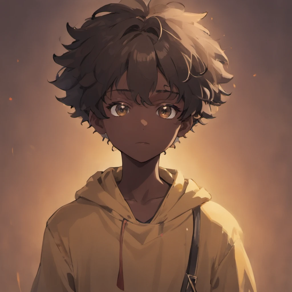 (boy1),(16-year-old teenager),(Average physical height of a 16-year-old teenager),(youthful appearance),(height 1.80),(dark skin color:1.5),(afro-descendant:1.5),(Brazilian nationality),(short curly black hair),(brown eyes)