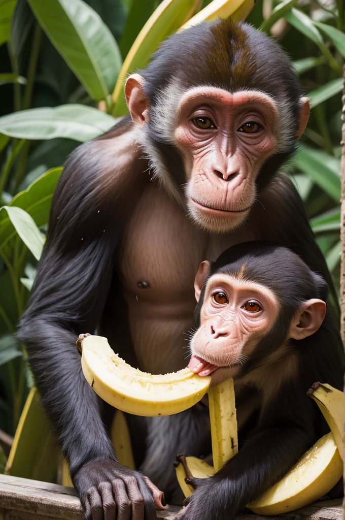 Monkey eating banana